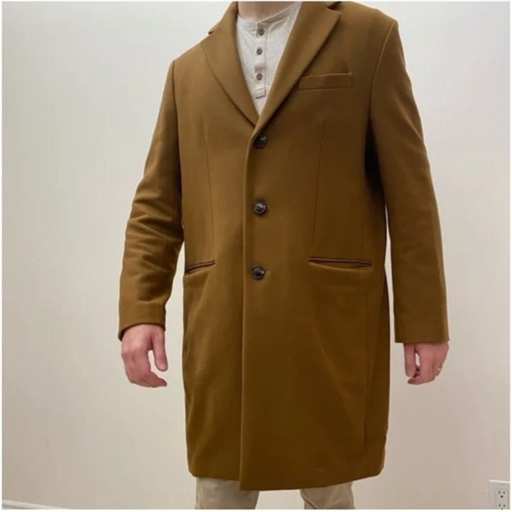 Banana Republic Mario Bellucci Wool Cashmere Camel Tan Coat Mens Size Large